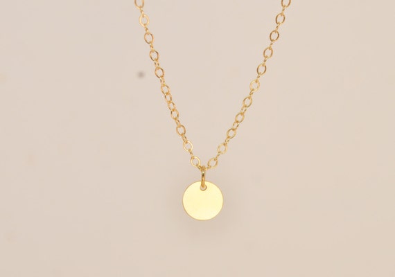 Gold Dot Necklace 14k solid gold small circle by adenandclaire