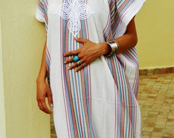 Bedouin Style Resort Caftan Kaftan- White-Perfect as loungewear, as beachwear,cover ups,resortwear, Kaftan, maternity, birthday gifts