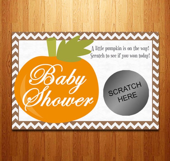Items similar to Large Pumpkin Baby Shower Scratch Off Cards Perfect