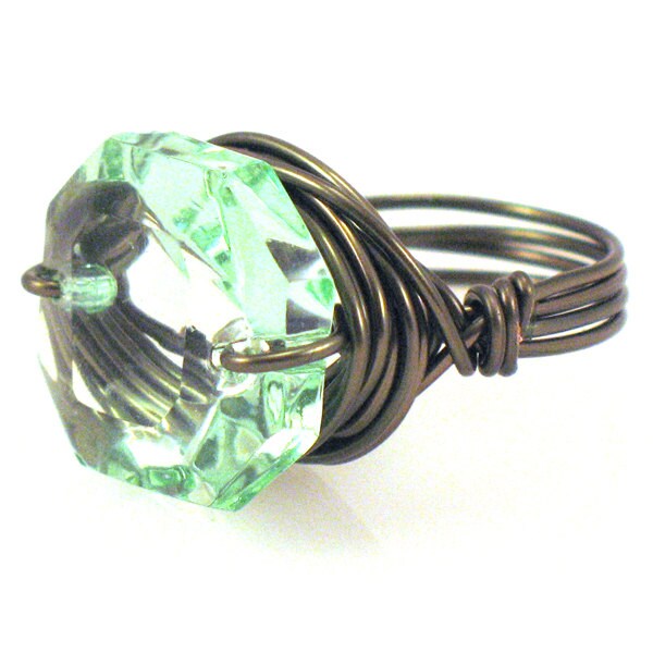 Green Cocktail Ring Light Green Ring Green Ring by manictrout