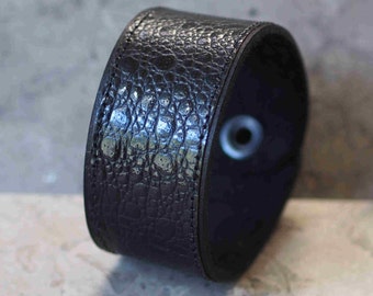 Genuine All Black Bullfrog & Cowhide Leather Cuff