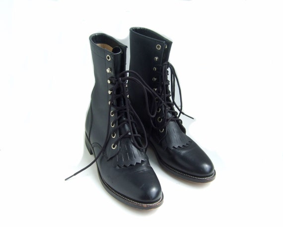 Roper Riding Black Lace Up Boots Womens Size 5.5