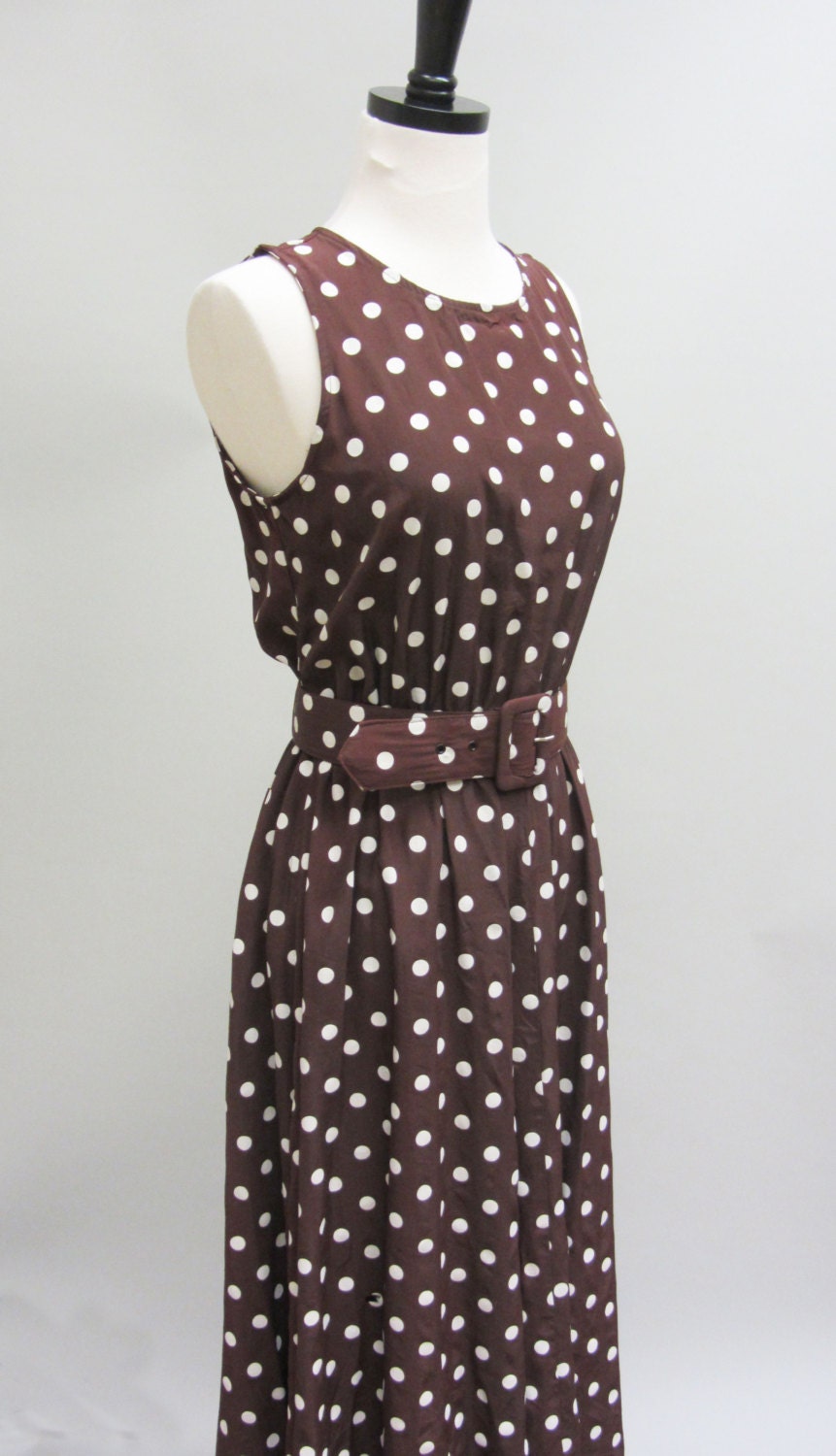 Pretty Woman Brown Polka Dot Dress Vintage 1990s