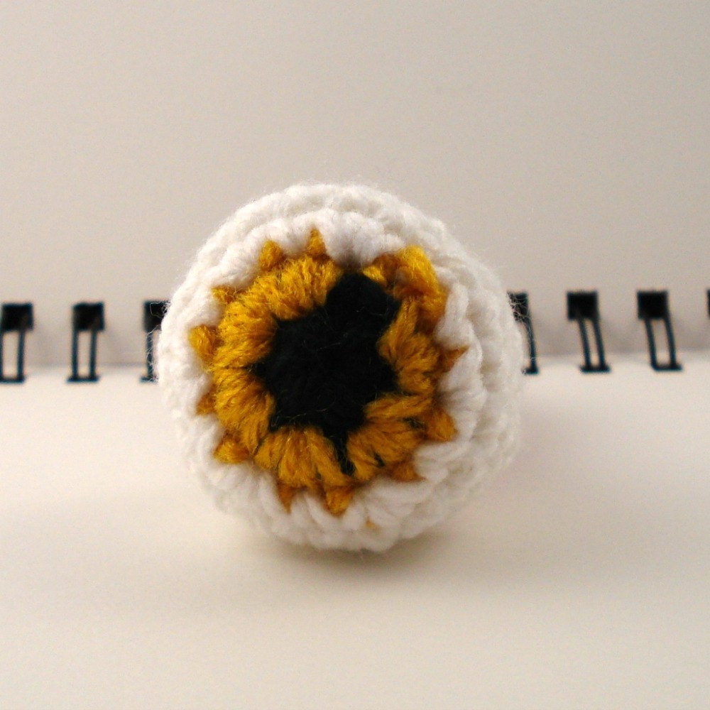 Gold Crocheted Eyeball Cat Toy with catnip
