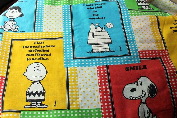 Snoopy Peanuts Twin Sheet Set Flat Fitted Vintage Bedding