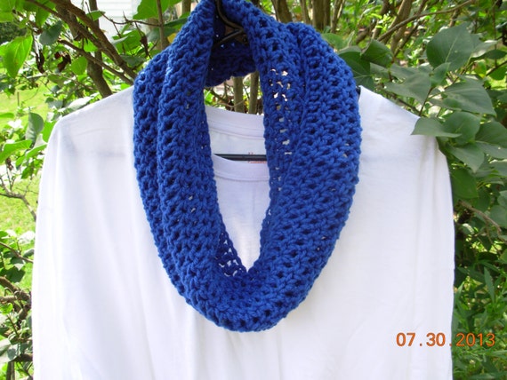 ziggy beanie pom pom Blue AprilAdriance Cowl by Royal Scarf Eternity Etsy Infinity on