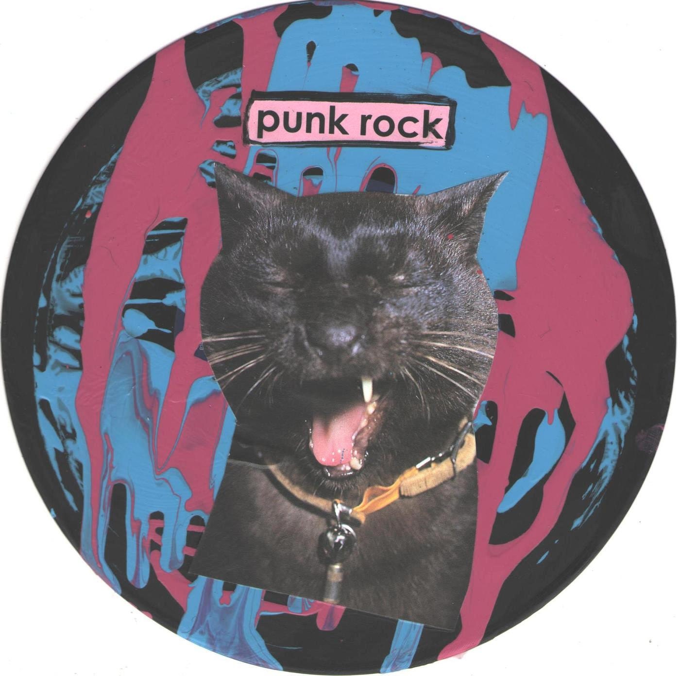 Punk Rock cat collage on a 7 inch by TheEscapistArtist on Etsy