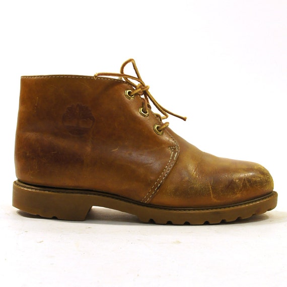 90s Timberland Lace Up Ankle Boots in Brown Leather