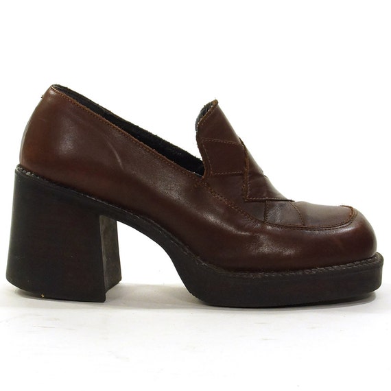 WOMENS CLEATED SOLE LADIES CHUNKY HEEL SLIP ON LOAFERS PLATFORMS SHOES SIZE 3-8 | eBay