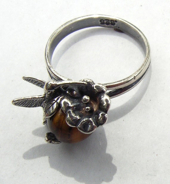 Sterling Silver Hummingbird On Flower Ring With by westernmountain