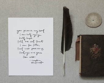 8x10 screen print- Captain Wentworth - Jane Austen - Persuasion