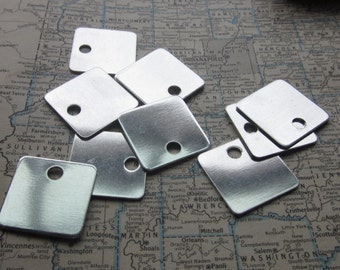 10 TUMBLED Aluminum 1 Inch Squares - 18 Gauge