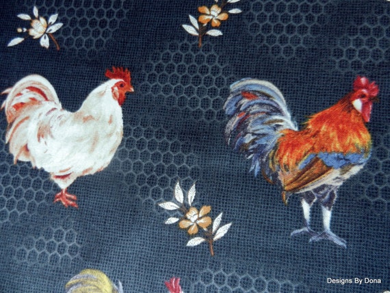 Items Similar To One Yard Cut Quilt Fabric Roosters Flowers Chicken Wire Patches By Susan 