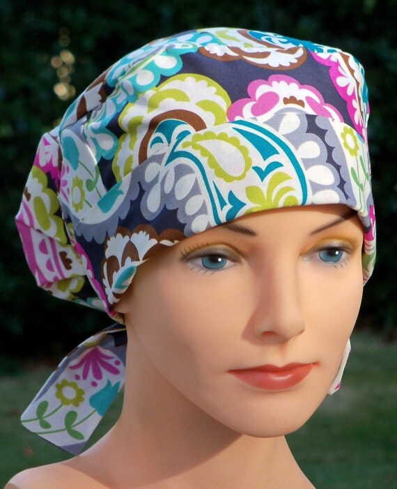Scrub Hats for Women Medium to Large Boho with by thehatcottage