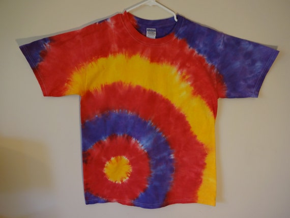 Items similar to Tie Dye Target Red, Yellow, and Purple T Shirt Size ...