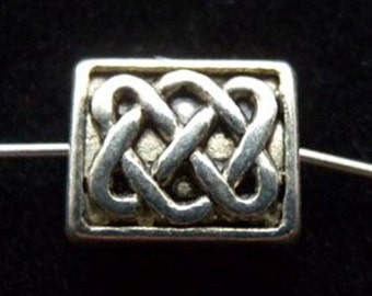 9.5mm x 8mm x 3mm Pewter Celtic Rectangle Beads (10)