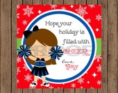 Set of 12 CHEERLEADING Christmas Favor Tag - personalized - PRINTABLE digital file - you print - Any Color Il_170x135