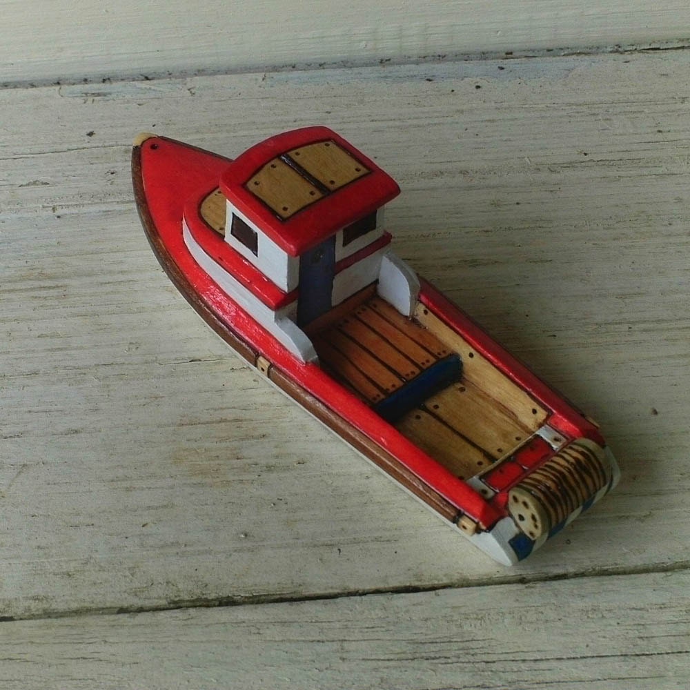 Red Skeena Wooden Toy Fishing Boat