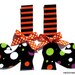 Halloween Witch Shoes...Fabric Iron On Appliques...Tall Stockings...Ribbons Included