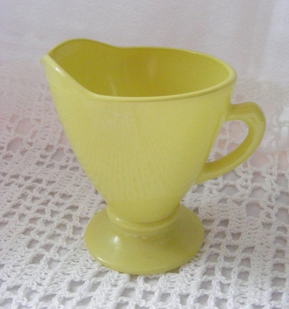 Vintage Anchor Hocking Yellow Milk Glass Creamer Pitcher