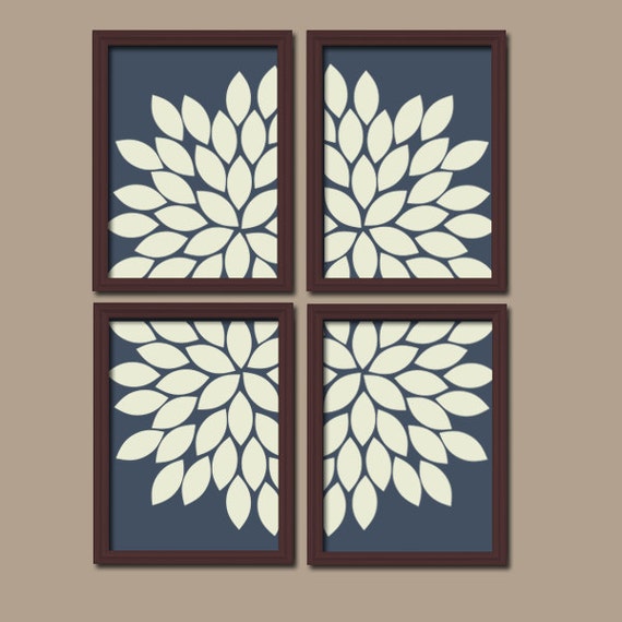 Navy Wall Art CANVAS or Prints Navy Bathroom Artwork by TRMdesign