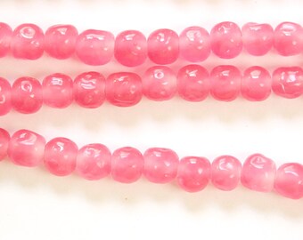 Vintage Rose Pink Baroque Glass Beads Japan 8mm (8) jpn004B