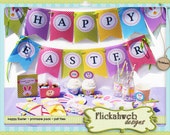 easter printable digital paper pack pastel colors bunny basket banner labels crafts decorations Il_170x135