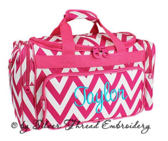 Personalized Duffle Bag Chevron Hot Pink White Ballet Dance Travel Personalized Duffle Bag Chevron Hot Pink White Ballet Dance Travel