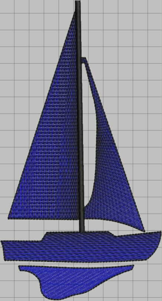 sailboat single digitized embroidery design