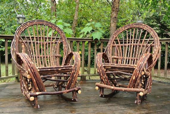 Twig Willow Rocking Chair SET 2 Rustic Bentwood Rockers