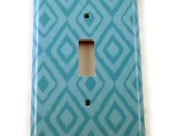 Wall Decor Light Switch Cover Switch Plate Switchplate in Blue Ikat (134S)