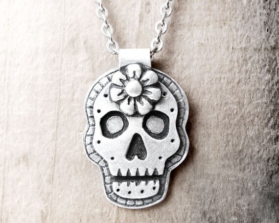 Sugar skull necklace Day of the Dead necklace Día de los