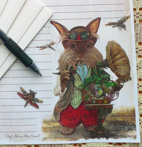 Rabbit Stationery Paper Stationery Paper Set by CherylBakerArt