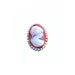 vintage Cameo Pin / Coral Plastic Brooch