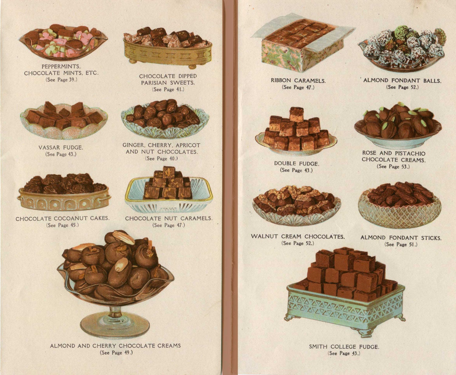 Pair of 1920's Vintage Chocolate Desserts Illustration