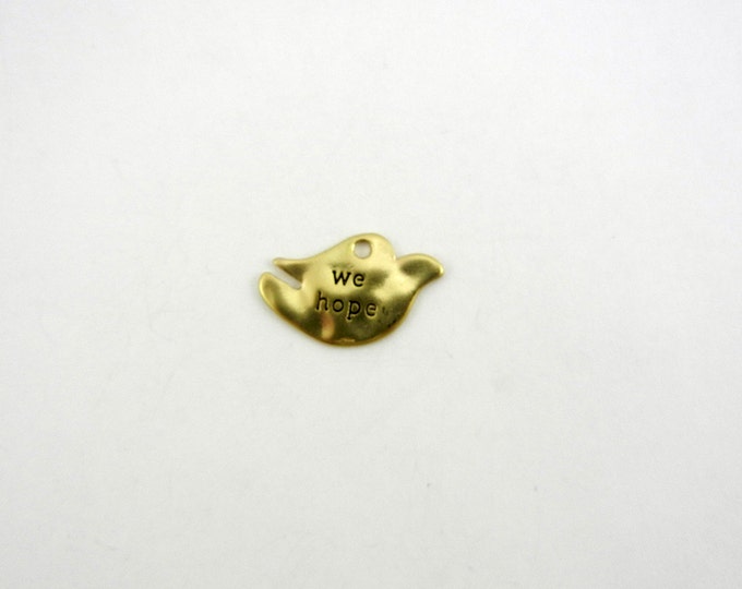 Matte Gold-tone Dove Charm with Message "We Hope"