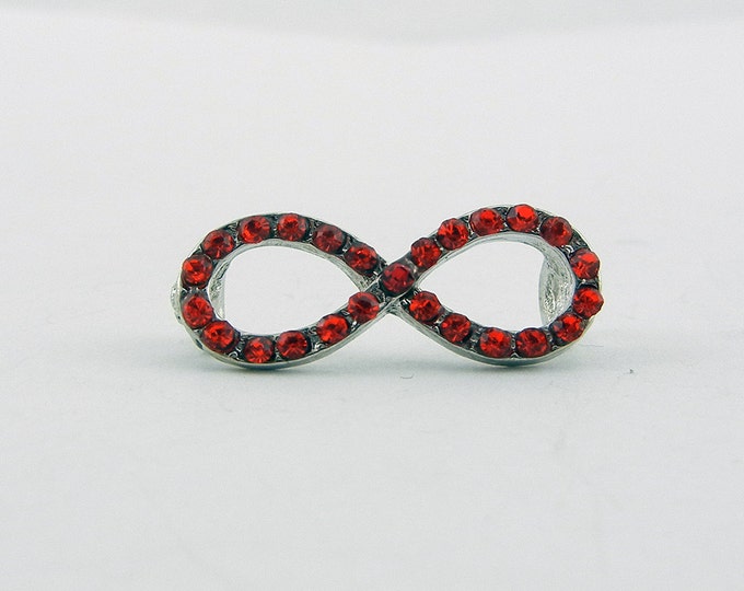 Double Link Infinity Knot Charm Red Rhinestones