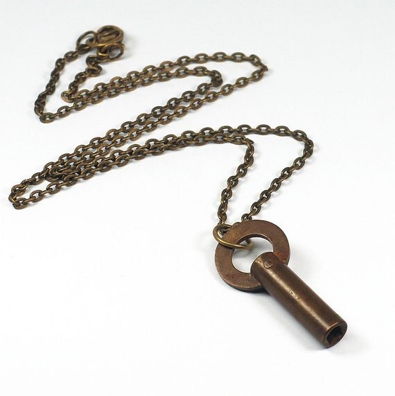 Steampunk Key Necklace Vintage Clock Key Necklace Brass
