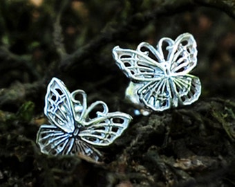 Silver Butterfly Earrings - Sterling Silver Post Earrings - Silver Stud Earrings - Delicate Pretty Girls Gift Small Everyday Wear Gift