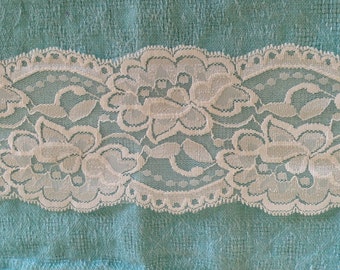 WIDE Stretch Lace IVORY -3 1/2 inch -2 yards for 4.19
