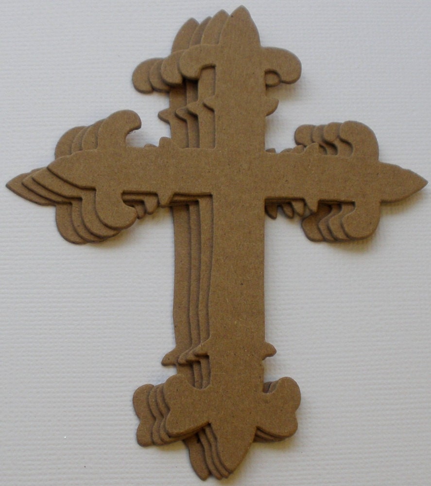 ORNATE CROSS Chipboard Die Cuts Vintage Bare Shape