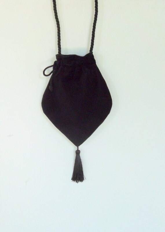 Black Velvet Victorian Style Drawstring Bag Black Velvet Bag