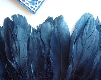 GOOSE FEATHER Fringe/ Dark Denim, Navy Blue / 820