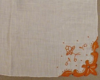 Vintage MADEIRA WEDDING HANKIE Linen Hand Embroidered 12 1/4 x12 1/4 Mint condition