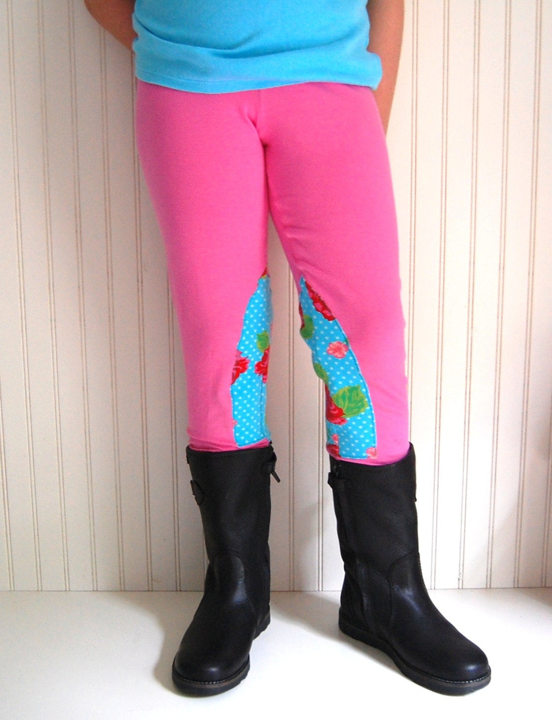 Equestrian Horse Riding Leggings in Pink and Blue Girls
