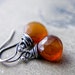 Pumpkin Drop Earrings Silver Orange Dangle PoleStar Rust Orange Rustic