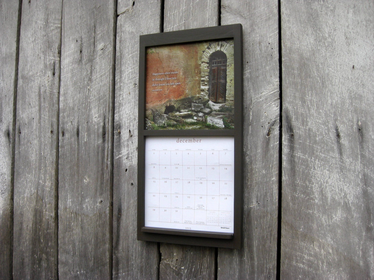 12 x 24 Wood Frame Calendar Holder in Dark Gray