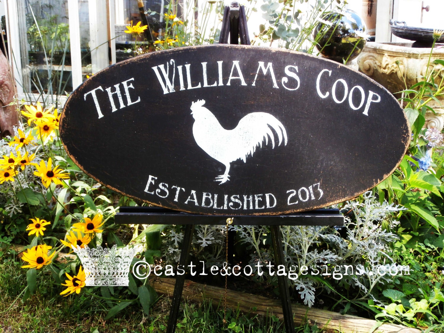 Farmhouse Vintage Chicken Coop sign Personalized with Family