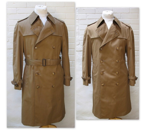 Vintage Christian Dior Mens Trench Coat 40 R Dbl Breasted