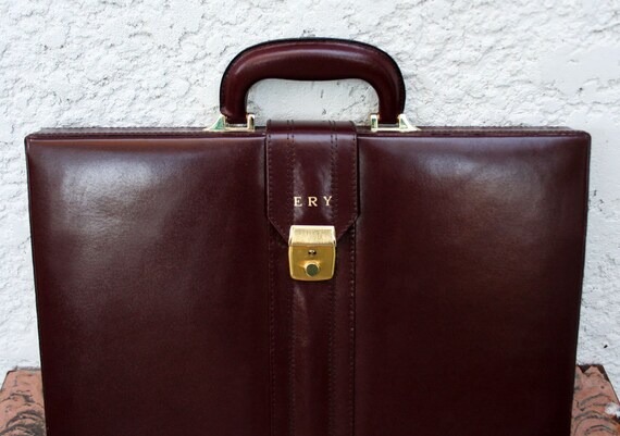 burgundy leather attache case